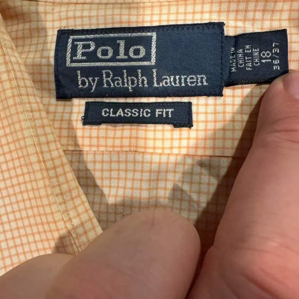 Polo Ralph Lauren Peach Gingham Button-Down Shirt 18 36/37